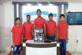 கோயம்புத்தூர், A robot made by students to help those isolated at home, coimbatore, முக்கூடல் ரோபோட்டிக்ஸ், கோயம்புத்தூர் கரோனா ரோபோ