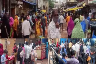 Karnataka lock down  Hubli market  COVID protocols  കൊവിഡ് പ്രോട്ടോക്കോള്‍  കര്‍ണാടക ലോക്ക് ഡൗണ്‍