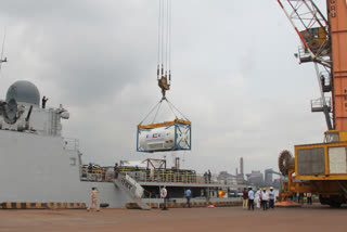 INS Kochi & Tabar reaches New Mangalore Port with critical medical supplies