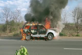 fire in running car on nagpur amravati highway