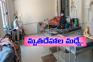 corona patients in ward with dead bodies