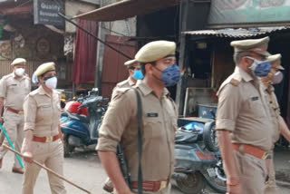 greater noida police flag march on eid