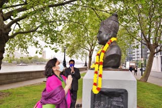 High commissioner of India to the UK paid tribute to Basaveshwara statue in London