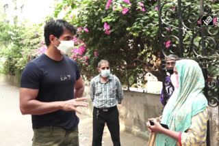 Sonu Sood met people outside his residence in Mumbai