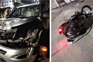 High speed car driver hit bike rider, तेज रफ्तार कार चालक ने बाइक सवार को मारी टक्कर