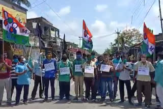 Trinamool activists protested in the gangasagar against the arrest of the MLA.