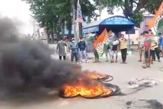 protest in durgapur for arrest of tmc ministers and mla by cbi