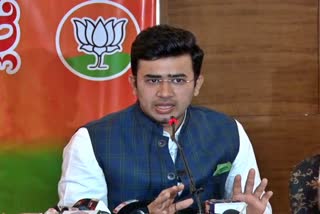 MP Tejaswi Surya Press meet at Bengaluru