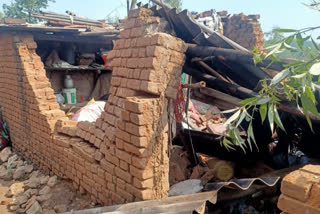 Wild elephant destroyed the house in Giridih