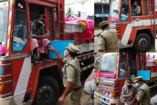 Lorry driver arrested  ലോറി ഡ്രൈവർ അറസ്റ്റിൽ  Lorry driver arrested for insulting police  പൊലീസിനോട് അസഭ്യം പറഞ്ഞു  ട്രിപ്പിൾ ലോക്ക്‌ ഡൗൺ  Triple Lock‌ Down in malappuram