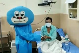 covid patients became happy to see Doraemon