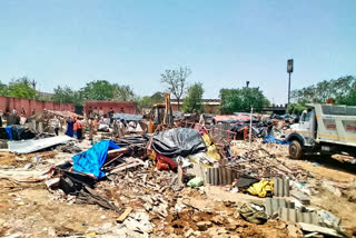 jaipur news, Greater Corporation bulldozed slums