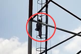 Elder climbed the mobile tower