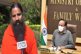 Baba Ramdev withdraws statement on allopathic medicines after Harsh Vardhan's letter  വിവാദ പരാമർശം പിൻവലിച്ച് ബാബാ രാംദേവ്  ബാബാ രാംദേവ്  ബാബാ രാംദേവ് വിവാദ പരാമർശം  കേന്ദ്ര ആരോഗ്യമന്ത്രി ഡോ.ഹർഷ് വർധൻ  Baba Ramdev withdraws statement  Harsh Vardhan's letter  Harsh Vardhan  Baba Ramdev statement on allopathic medicines  Baba Ramdev on allopathic medicines  അലോപ്പതി വിവാദ പരാമർശം