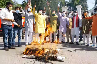 BJP leaders burnt Kamal Nath's effigy