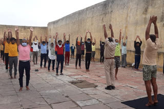 Yoga class in Karauli jail, Yoga and Exercise in Karauli jail