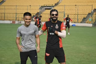 Sunil Chhetri is fascinated by the video of Virat Kohlis crossbar challenge