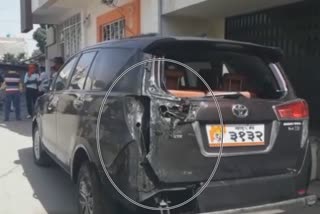 Innova car burn attempt in front of MLA Sanjay Gaikwad's house buldana