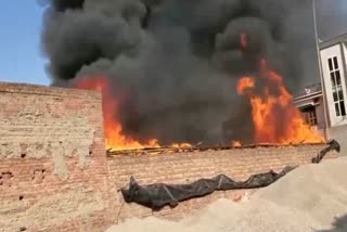 fire in Bamboo warehouse panipat