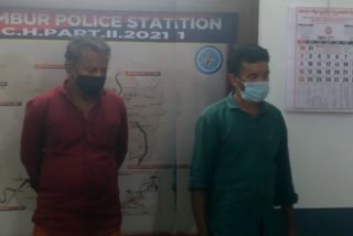 മമ്പാട് നിന്നും മണൽ കടത്ത്‌  രണ്ട്‌ പേർ അറസ്റ്റിൽ  Sand smuggling  Two arrested  ടോറസ് വാഹനം  ട്രിപ്പിൾ ലോക്ക്‌ ഡൗൺ