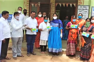 Distribution of masks and sanitizers