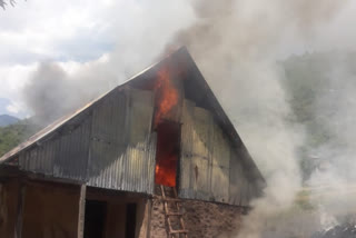 A residential shed ash in the fire