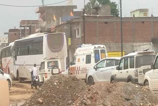 Ambulance stuck on national highway road being built in Surguja