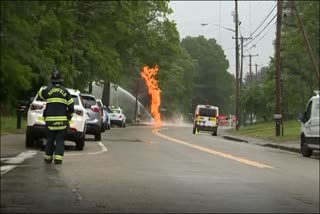 Flaming gas leak Massachusetts
