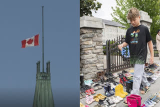 Canada lowers flags to honor school children buried  Canadian children buried under school building  Canada lowers flags  canada school children news  canada's largest Indigenous residential school  കാംലൂപ്സ് ഇന്ത്യൻ റസിഡെൻഷ്യൽ സ്കൂൾ  ആദരാജ്ഞലി അർപ്പിച്ച് ജർമനി  ജസ്റ്റിൻ ട്രൂഡോ