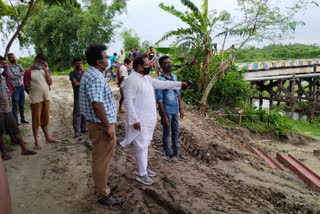Minister Paresh Chandra Adhikari inspected the bridge
