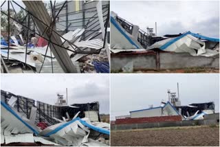 kurukshetra Rice mill destroyed due to thunderstorm and rain