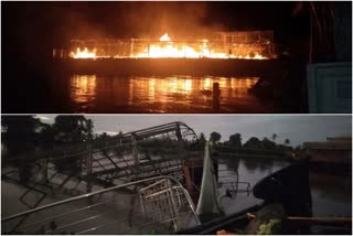 house boat fire in alappuzha  house boat in alappuzha  house boat accident news  ആലപ്പുഴ വാർത്തകള്‍  ഹൗസ് ബോട്ട് അപകടം