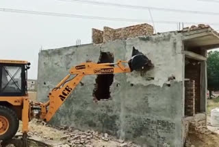 Demolition against illegal construction  in Jhadoda Kalan of Najafgarh delhi