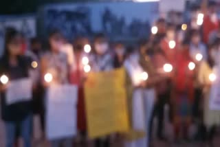 Students took out candle march regarding Hathras case