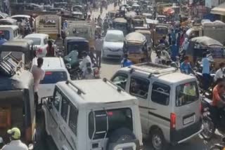 heavy rush on roads in nagarkurnool district achampet 