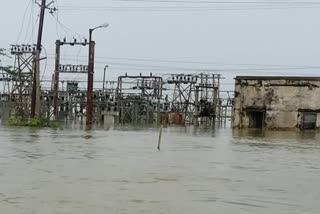 Flood water enters power station