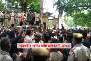 tense situation in gulakganj kali mandir