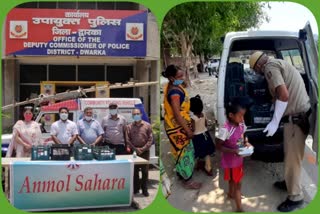 Dwarka police food packets distribution delhi