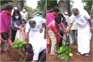 cm  പരിസ്ഥിതി ദിനാചരണം  മുഖ്യമന്ത്രി പിണറായി വിജയൻ  ക്ലിഫ് ഹൗസ്  Environment Day  Pinarayi Vijayan  Cliff House  Chief Minister  മുഖ്യമന്ത്രി ക്ലിഫ് ഹൗസിൽ വൃക്ഷത്തൈ നട്ടു  pinarayi vijayan planted tree at cliff house