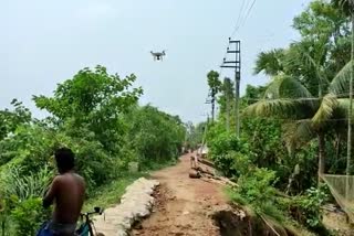 use of drones to see the damaged area of Howrah Shampur after yaas cyclone
