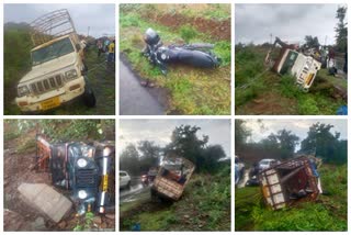 vehicles slips on nashik kalvan road near dindori