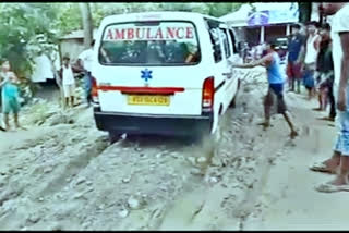 poor condition of a road in manikpur