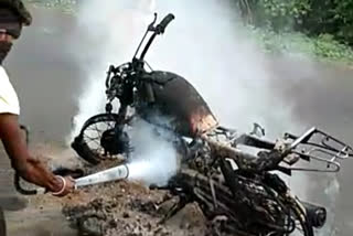 fire in moving bike