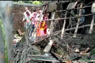 in a bomb blast part of a house destroyed in hariharpara murshidabad