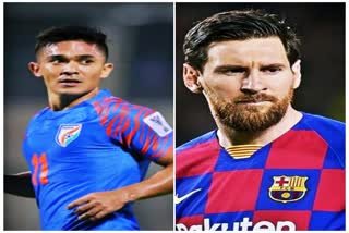 Chhetri in front of Messi