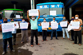 bus drivers agitation in demand of fare hike