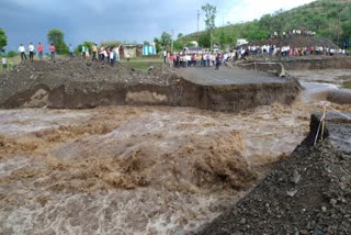 bridge washed away Parli Ambajogai road