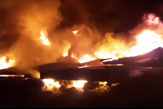 Massive fire scrap plastic godown in Solapur