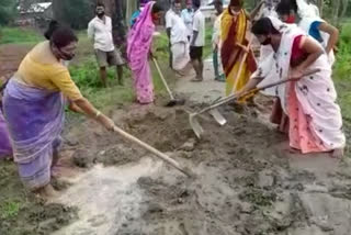 poor condition of a road in majuli