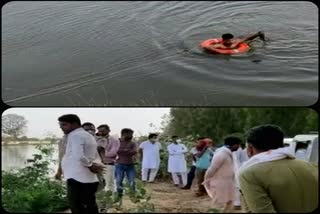 हनुमानगढ़ में नहर में कुदाई कार  गोताखोर कर रहे तलाश, hanumangarh car accident, Car dumping in the canal in Hanumangarh, diver searching